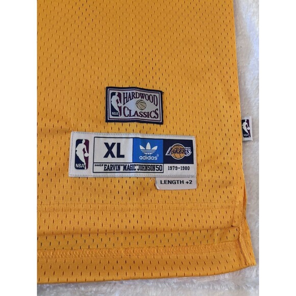Magic Johnson Los Angeles Lakers 50th Anniversary Jersey Adidas Mens XL Yellow - Picture 2 of 9